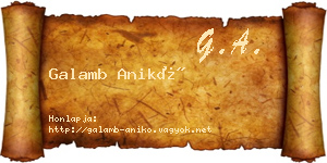 Galamb Anikó névjegykártya